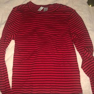 Red striped long sleeve top
